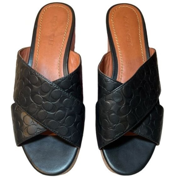 Cross Band Wedge Slide Sandal - Picture 1 of 6